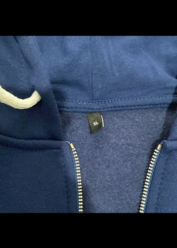 Mavi Kapüşonlu Fermuarlı Sweatshirt - Görsel 3