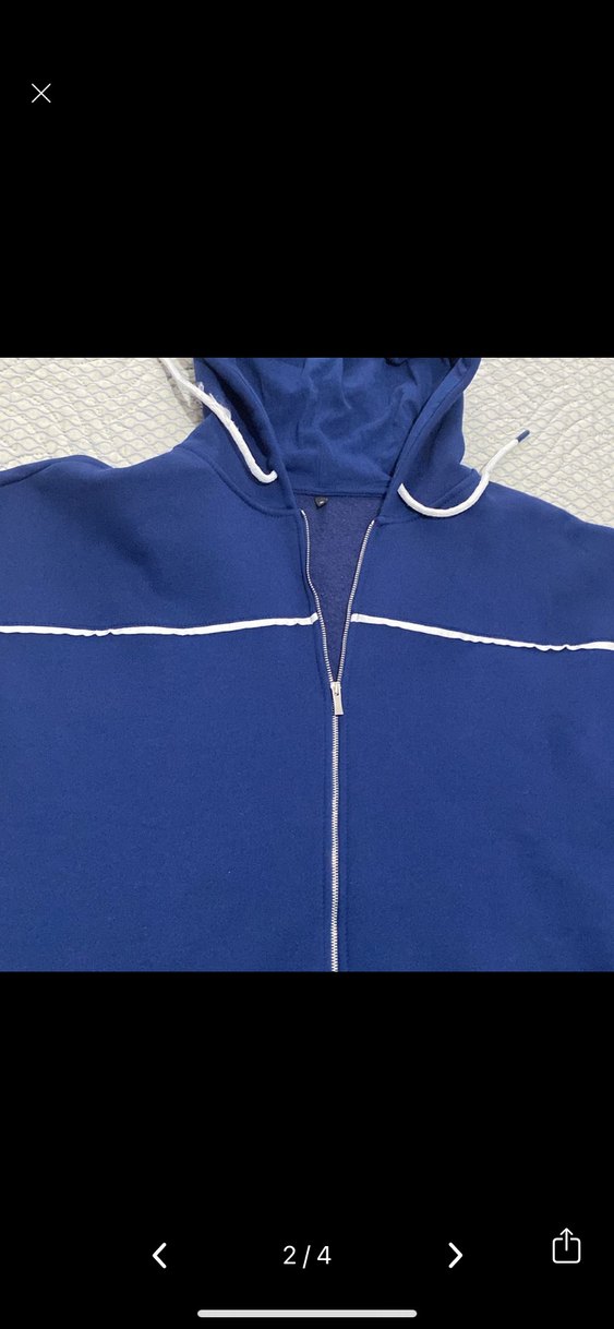 Mavi Kapüşonlu Fermuarlı Sweatshirt - Görsel 2