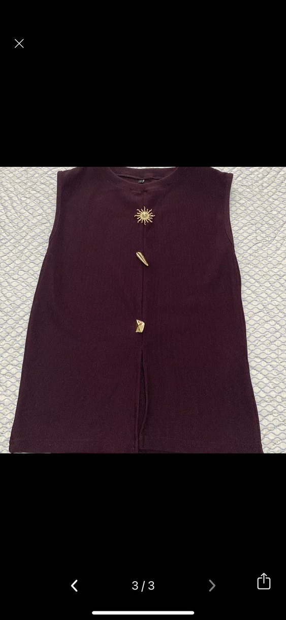 Düğmeli Bordo Kadın Kolsuz Yelek - Görsel 3