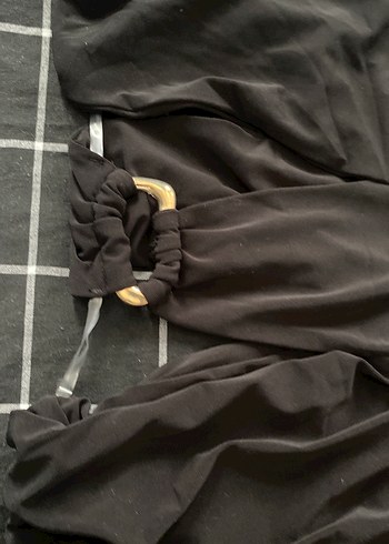 Siyah Drapeli Uzun Kadın Elbise - Görsel 2