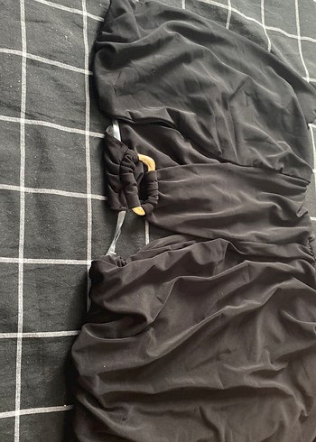 Siyah Drapeli Uzun Kadın Elbise - Görsel 4