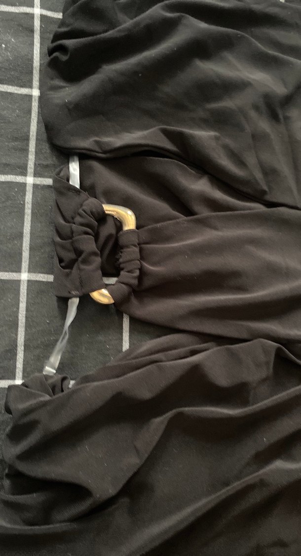 Siyah Drapeli Uzun Kadın Elbise - Görsel 2