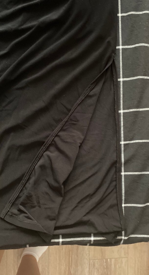 Siyah Drapeli Uzun Kadın Elbise - Görsel 3