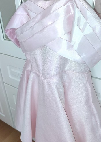 Pudra pembe Straplez askılı, Çocuk Elbise 6,7 yaş - Görsel 4