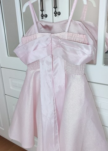 Pudra pembe Straplez askılı, Çocuk Elbise 6,7 yaş - Görsel 6