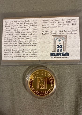 2022 Bursa Temalı Altın Kaplama Hatıra Parası - Görsel 2