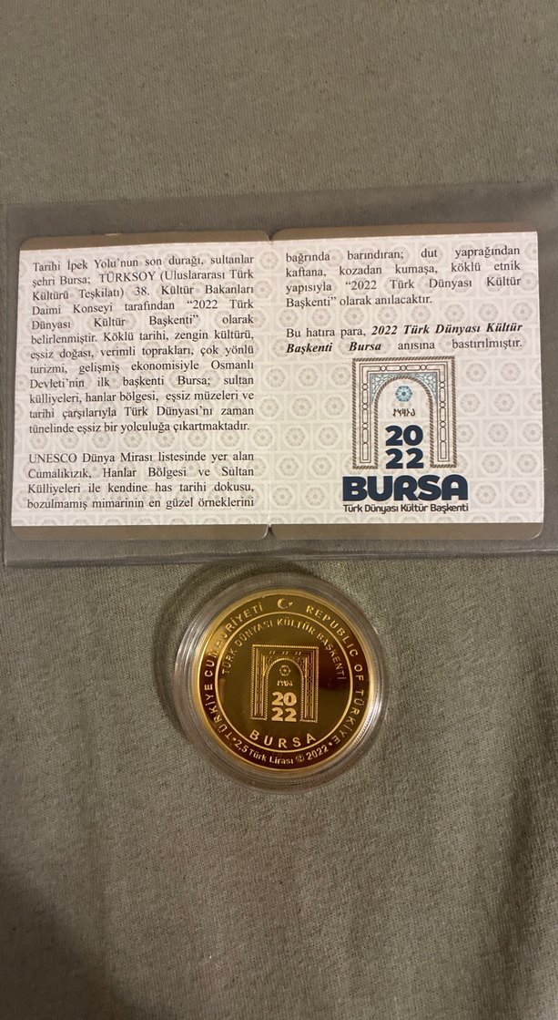 2022 Bursa Temalı Altın Kaplama Hatıra Parası - Görsel 2