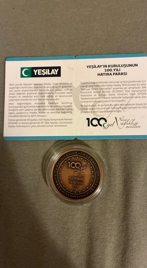 100. Yıl Hatıra Parası - Yeşilay - Görsel 2