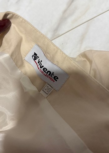 Bej Katlı Volanlı Midi Etek - Görsel 3