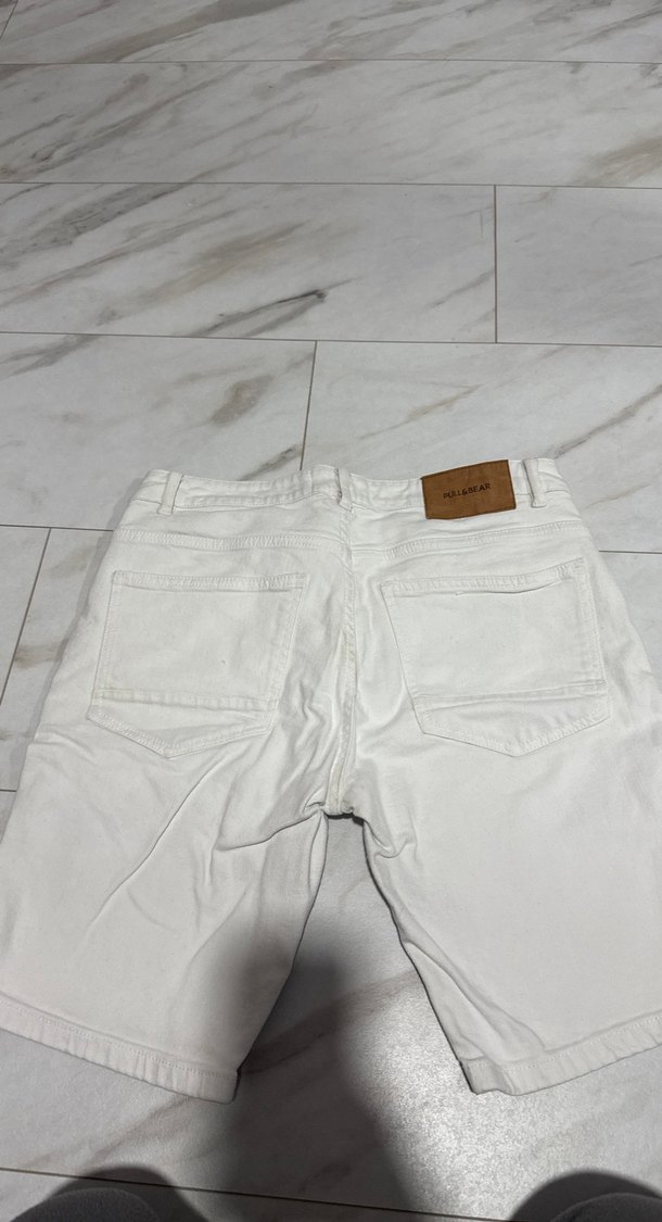 Beyaz Denim Midi Erkek Şort - Görsel 3