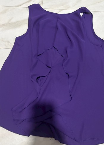 Mor V Yaka Kolsuz Bluz - Görsel 2