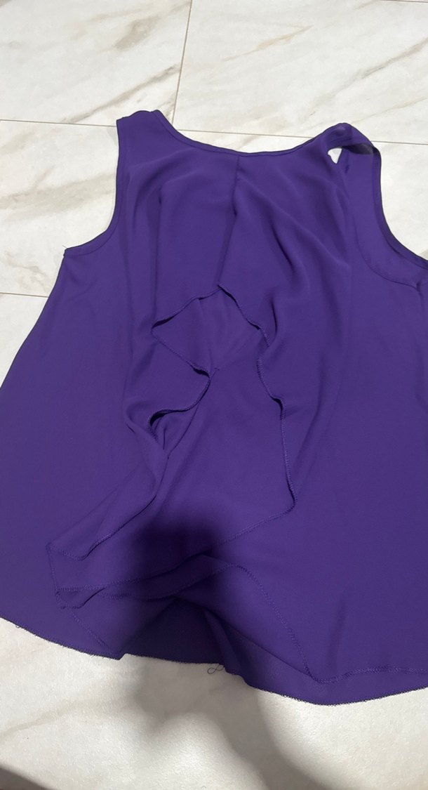 Mor V Yaka Kolsuz Bluz - Görsel 2