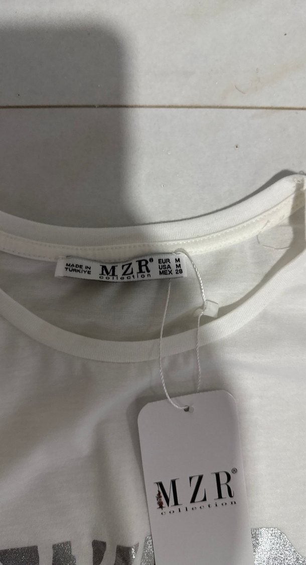 Kadın Beyaz Zebra Desenli Kısa Kollu Tişört - Görsel 2