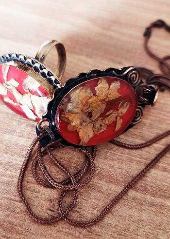 Çiçel kolye ve yüzük takim. - Görsel 6