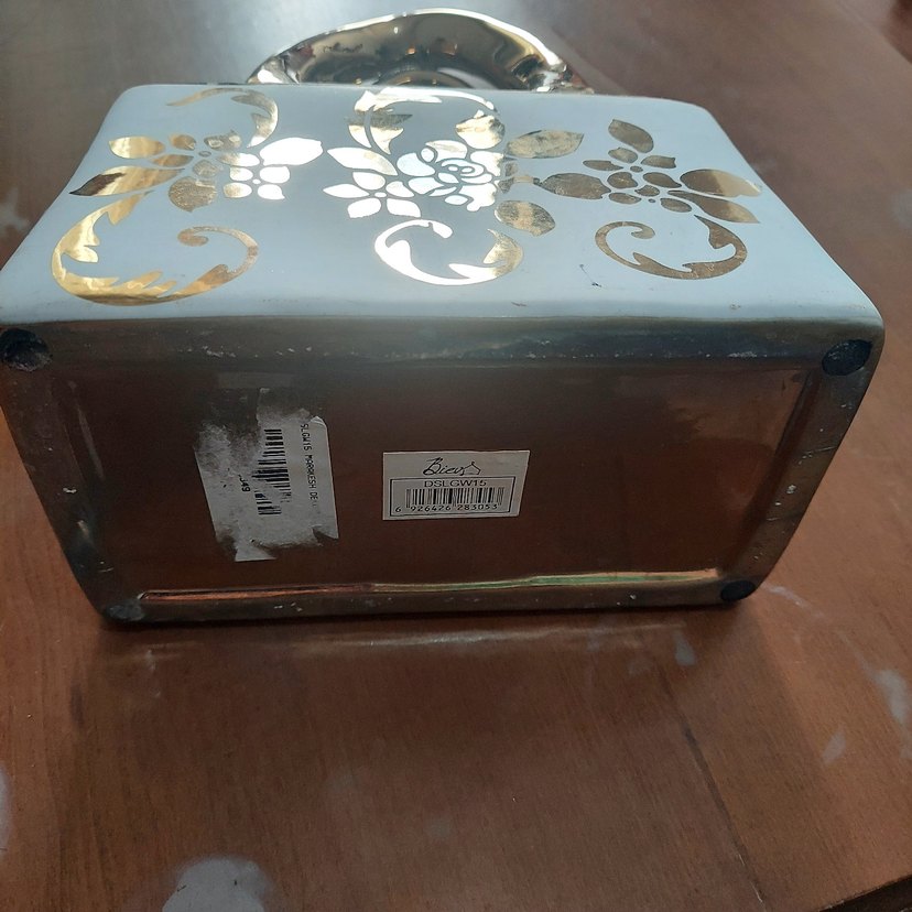 Altın Renkli Seramik Çiçek Desenli Kadın Çantası dekorasyon - Görsel 2