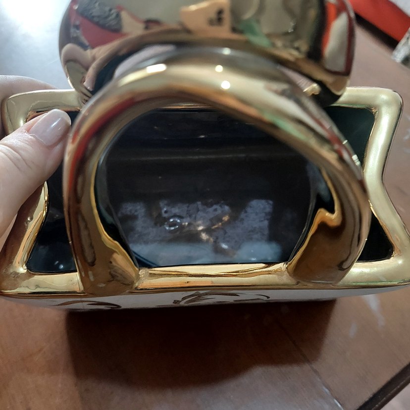 Altın Renkli Seramik Çiçek Desenli Kadın Çantası dekorasyon - Görsel 3