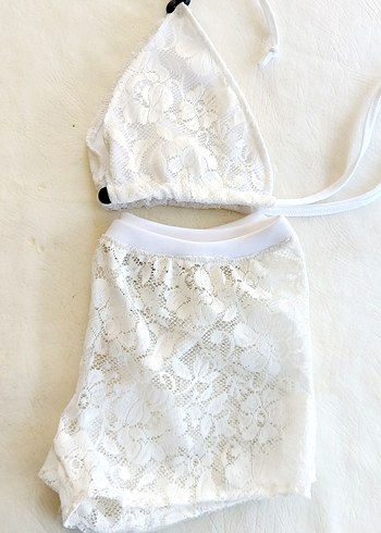 xs Beden beyaz Renk Plaj kiyafeti Astarli Bikini üzeri