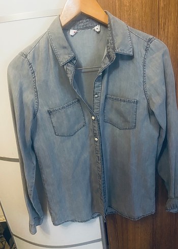 Zara Gri Kadın Denim Gömlek Midi Boy