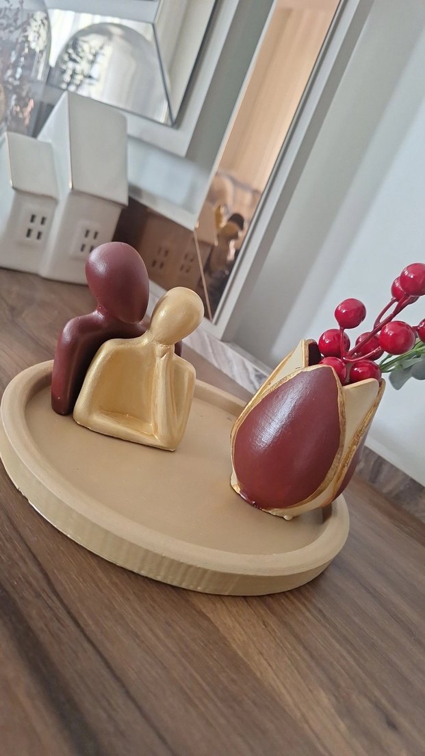 Kırmızı Kalp ve Mumluklu Figürin - Görsel 5