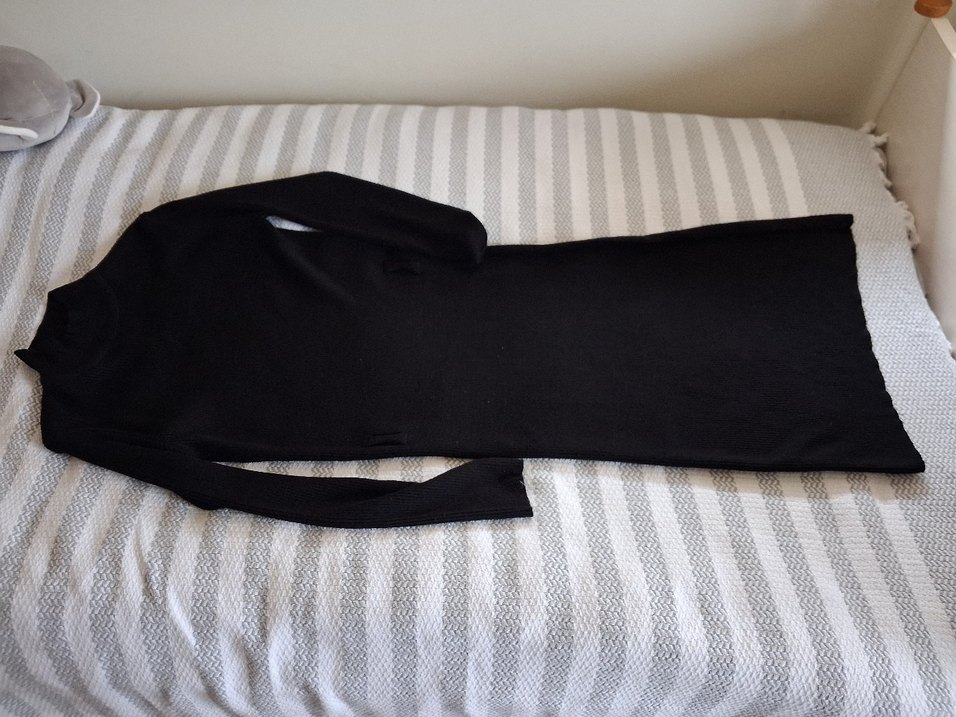 kemerli Siyah Boğazlı Kadın elbise - Görsel 3