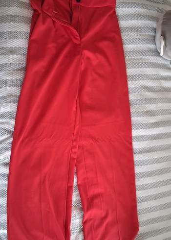 Addax Düğmeli Kırmızı Kadın Kumaş pantolon - Görsel 2