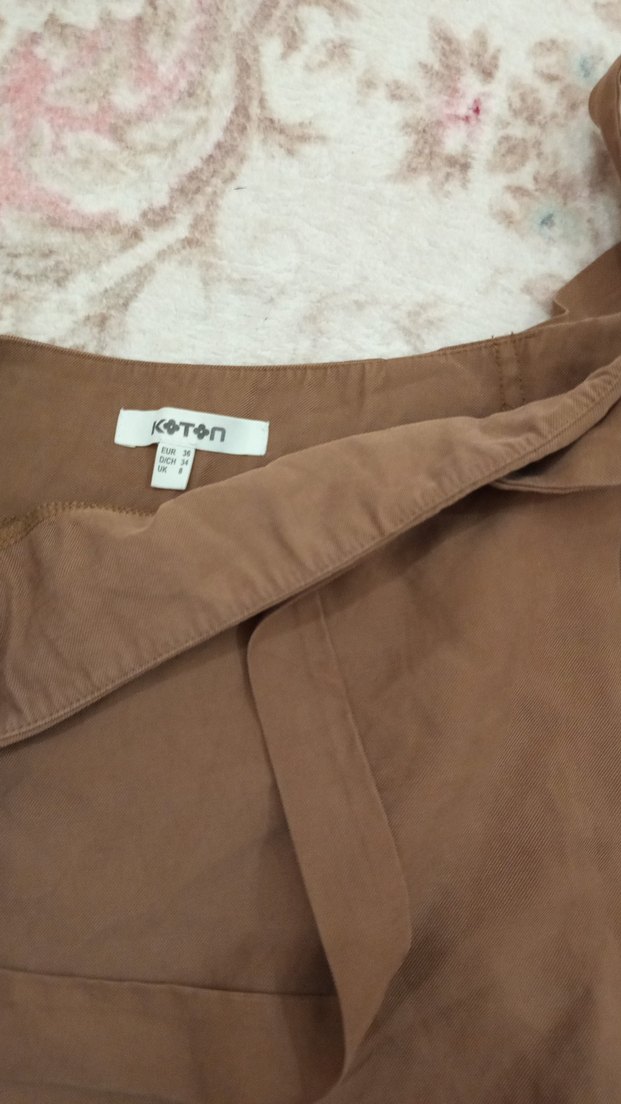 Bej Midi Keten Etek - Görsel 3