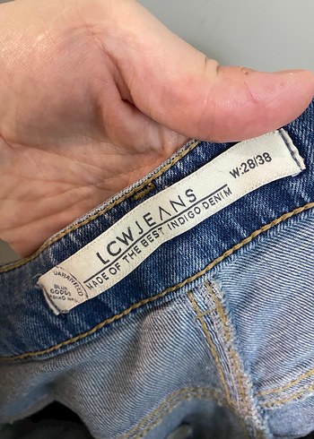 Zincir Detaylı Çizgili Mavi Kadın Kot Pantolon - Görsel 5