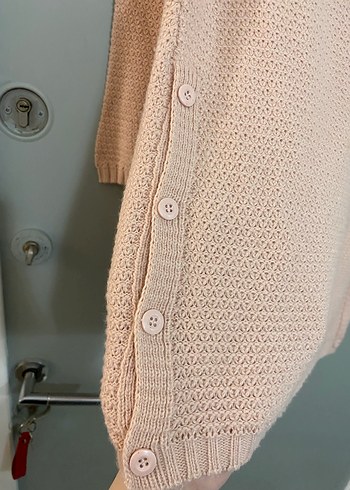 Bej Örgü Kadın Triko Uzun Kollu Kazak - Görsel 4