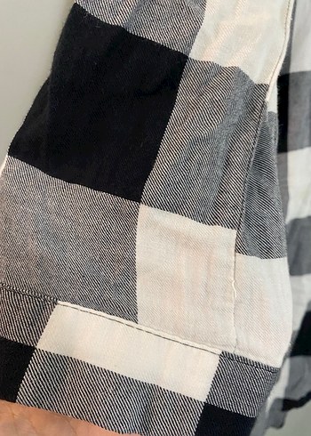 Kadın Gri Ekose Düğmeli Uzun Kollu Gömlek - Görsel 5