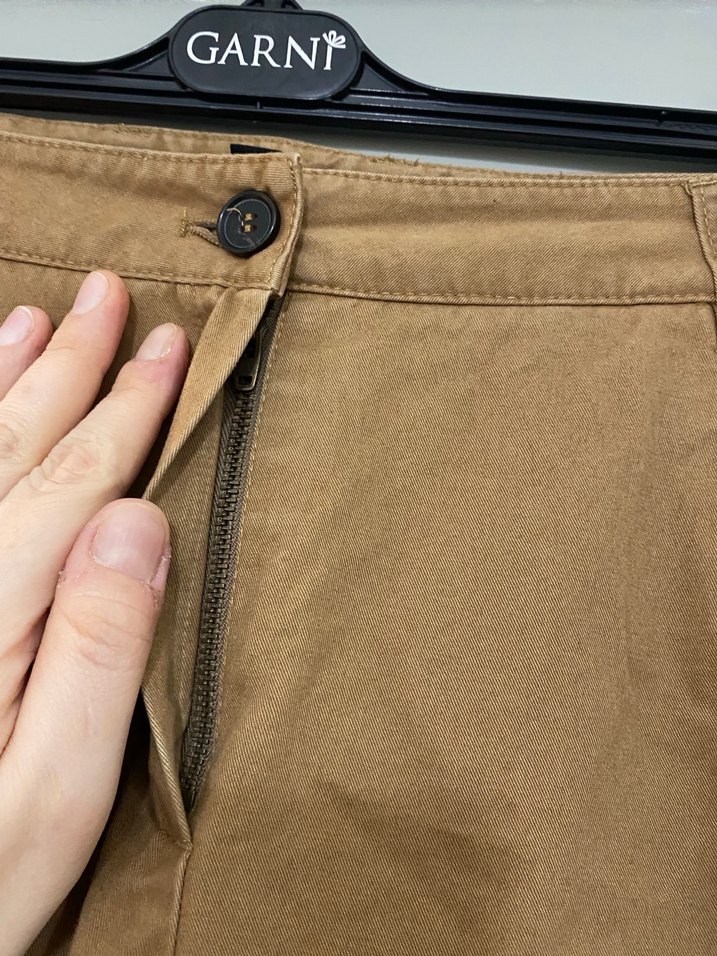 Bej Kadın Keten Kumaş Pantolon - Görsel 3