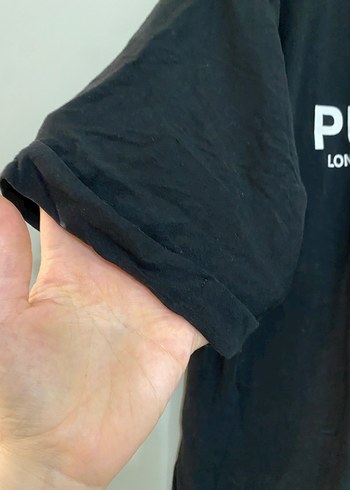 Siyah Baskılı Oversize Kadın Tişört - Görsel 3