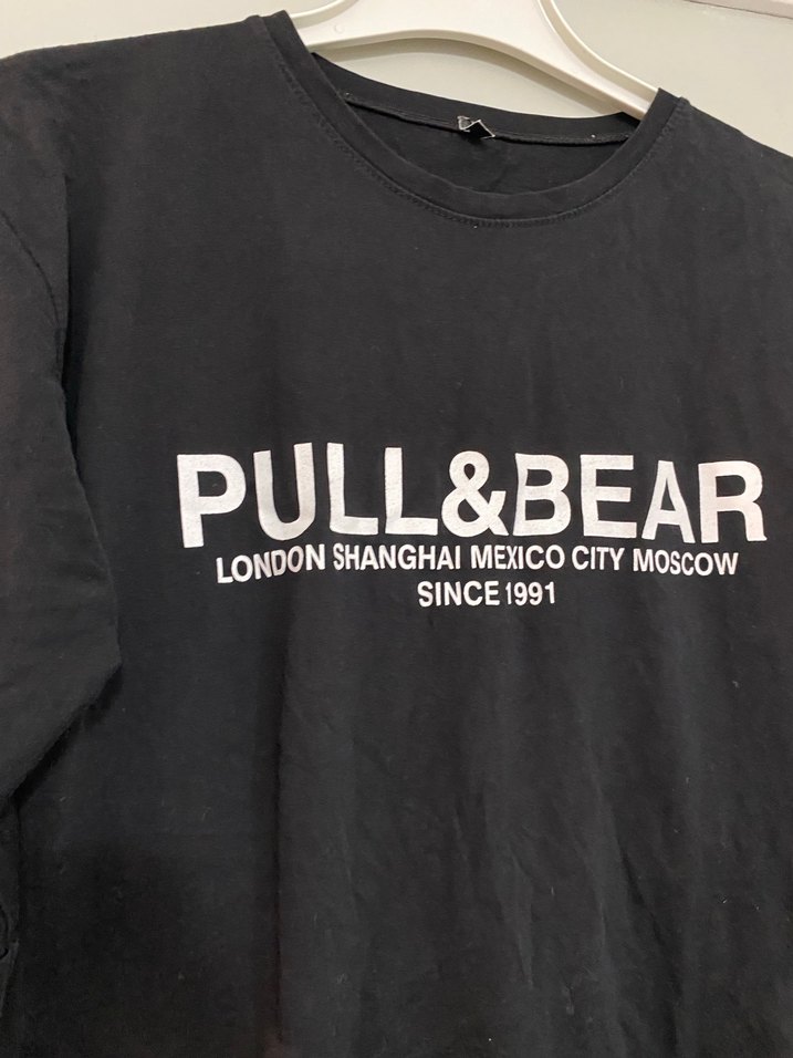 Siyah Baskılı Oversize Kadın Tişört - Görsel 2