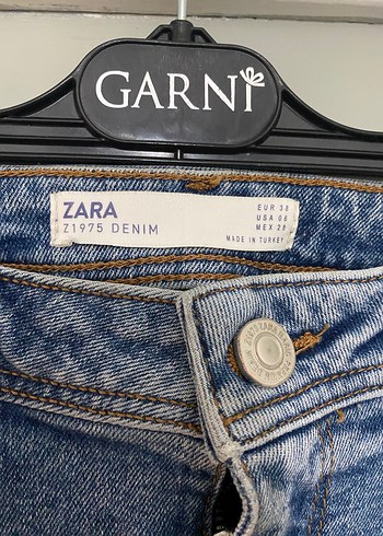Nakışlı Gri Mavi Düğmeli Kadın Denim Pantolon - Görsel 3