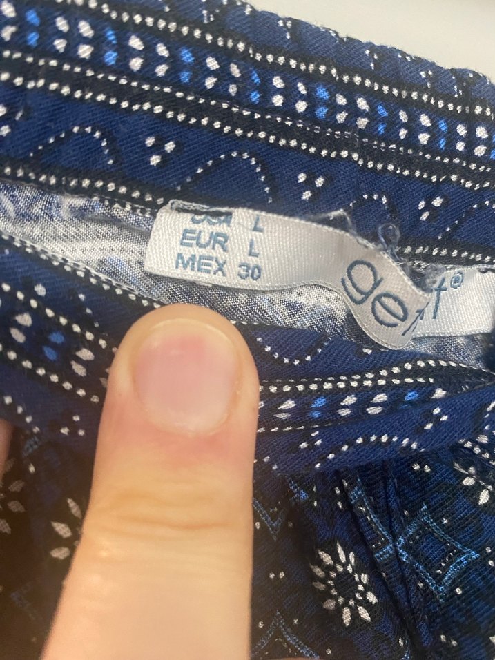 Düğmeli Mavi Desenli Midi Bohem Etek - Görsel 3