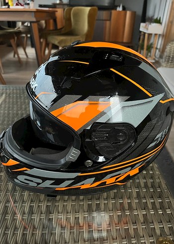 Turuncu Kemerli Biker Motosiklet Kaskı - Görsel 5