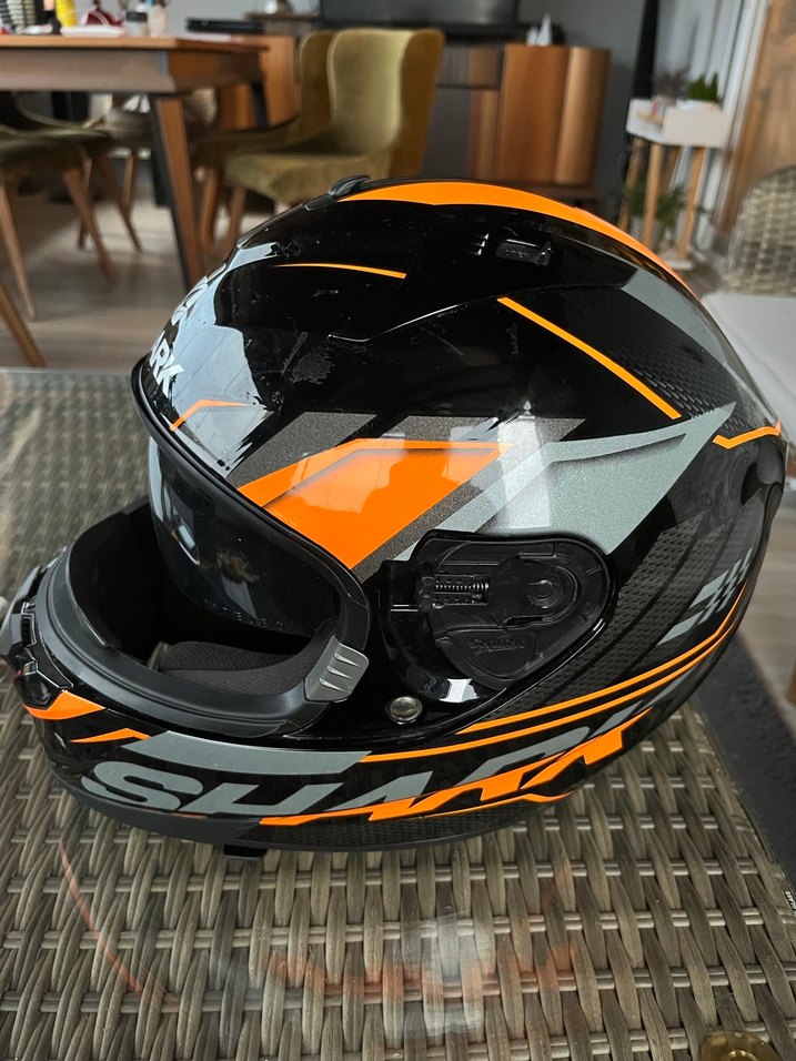 Turuncu Kemerli Biker Motosiklet Kaskı - Görsel 5