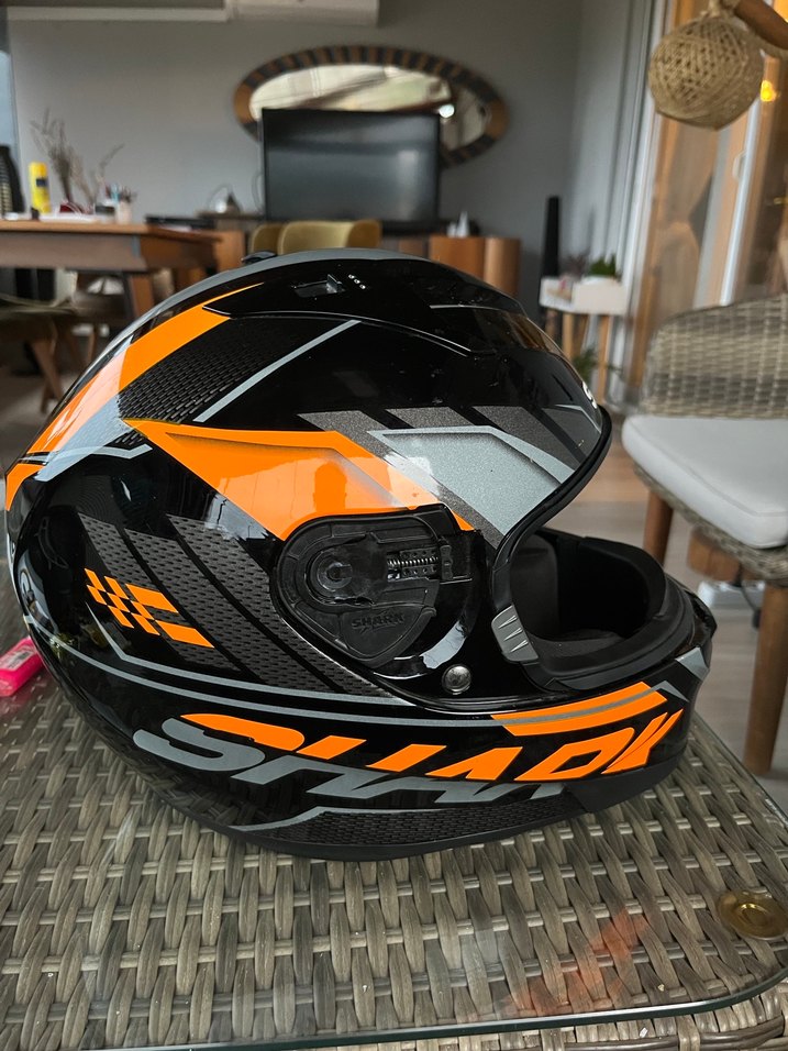 Turuncu Kemerli Biker Motosiklet Kaskı - Görsel 2