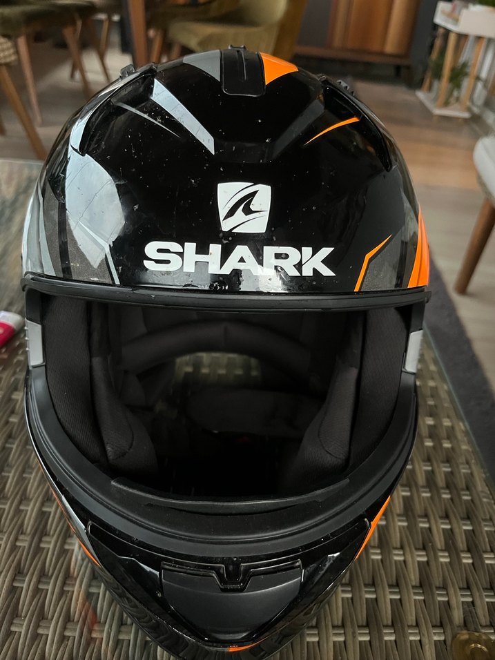 Turuncu Kemerli Biker Motosiklet Kaskı - Görsel 3