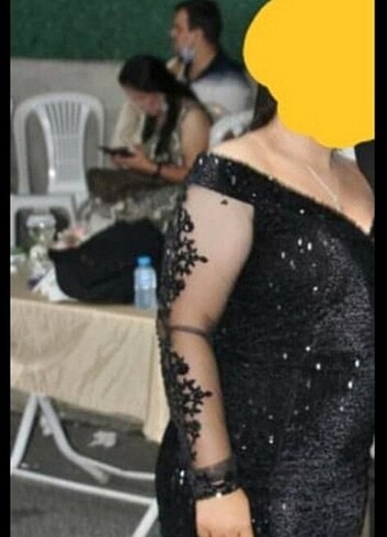 44 Beden siyah Renk Pul payet elbise acil satiliktir