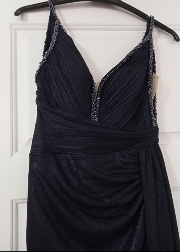 Lacivert elbise - Görsel 3