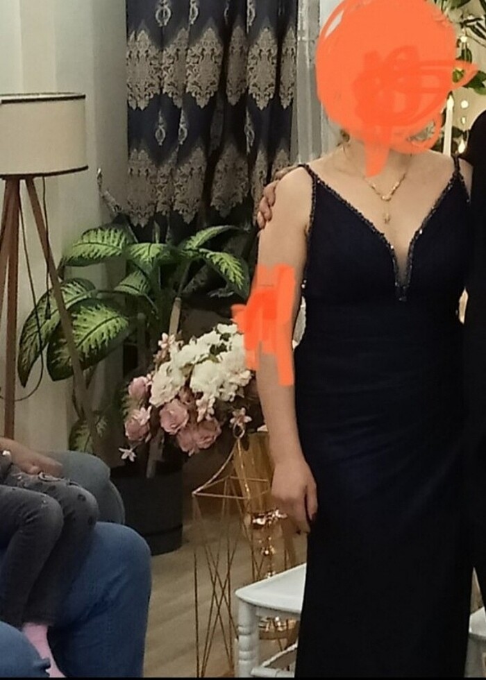 Lacivert elbise - Görsel 4