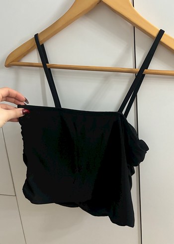 Kadın Siyah Büzgülü Askılı Mini Büstiyer - Görsel 7