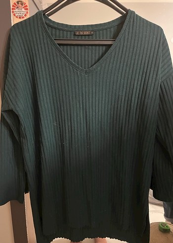 Haki  V Yaka Kadın Yün Kazak - Görsel 3