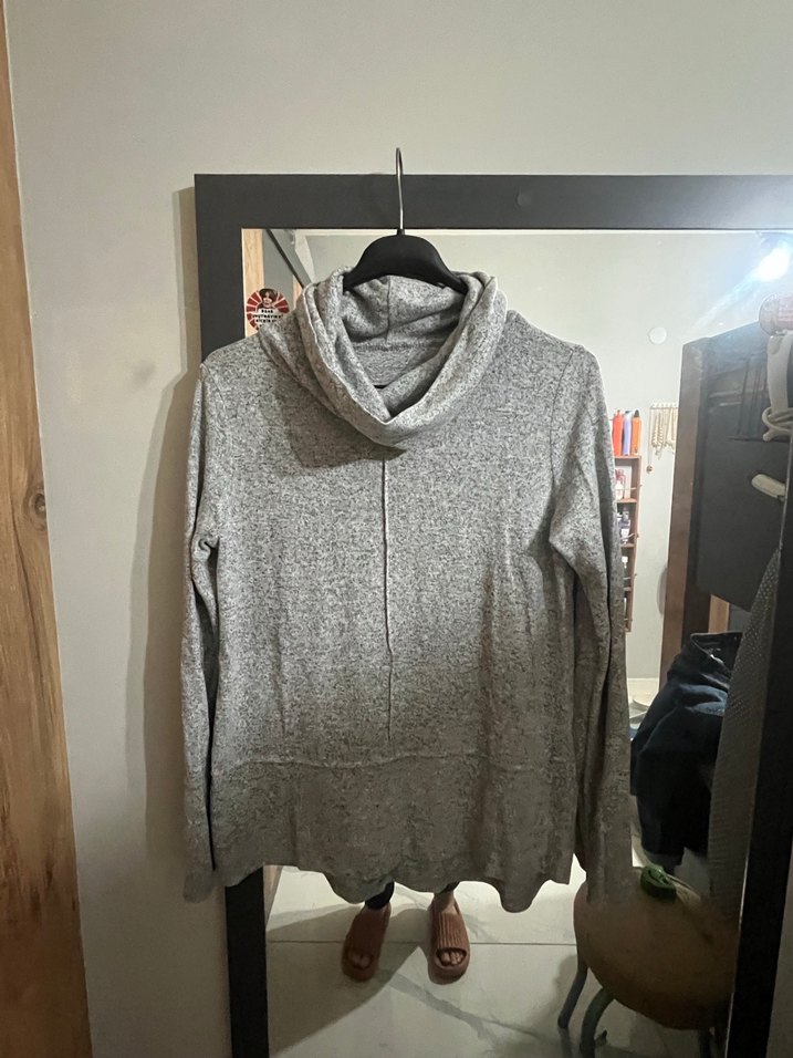 LCW Gri Yumuşak Dokulu Yüksek Yakalı Kadın Kazak - Görsel 2