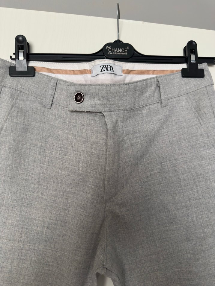 Gri Regular Fit Keten Erkek Pantolon - Görsel 2