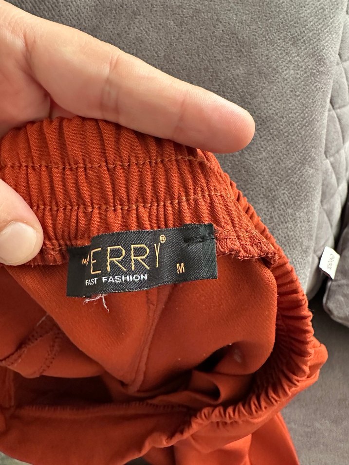 Beli Kemerli Koyu Kırmızı Kadın Kumaş Pantolon - Görsel 5