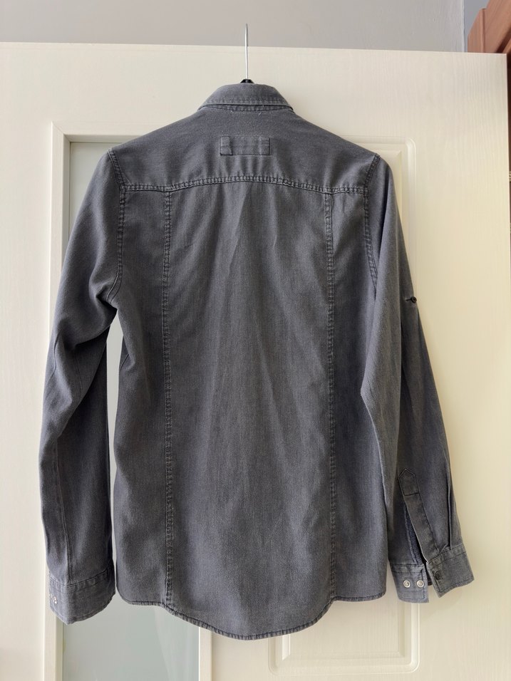 Gri Denim Erkek Uzun Kollu Gömlek - Görsel 4