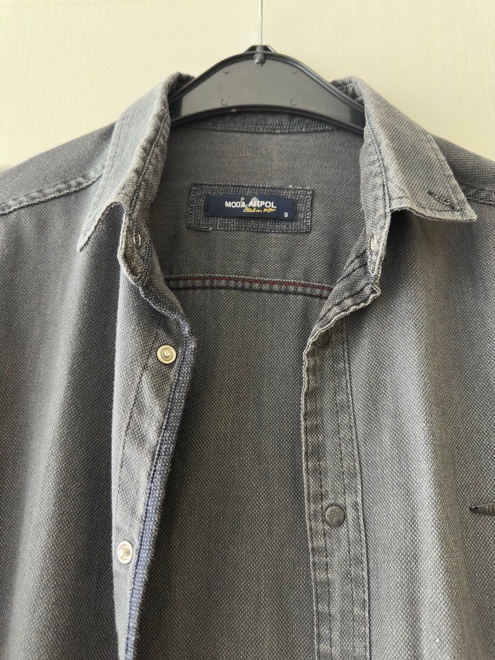 Gri Denim Erkek Uzun Kollu Gömlek - Görsel 2