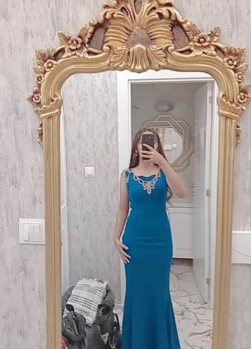 Mavi uzun elbise