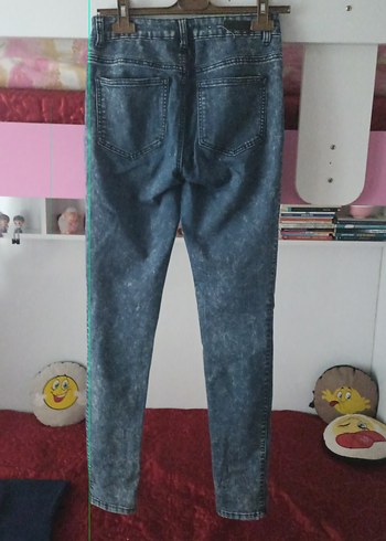 Pieces Düğmeli Batik Desenli Kadın Kot Pantolon